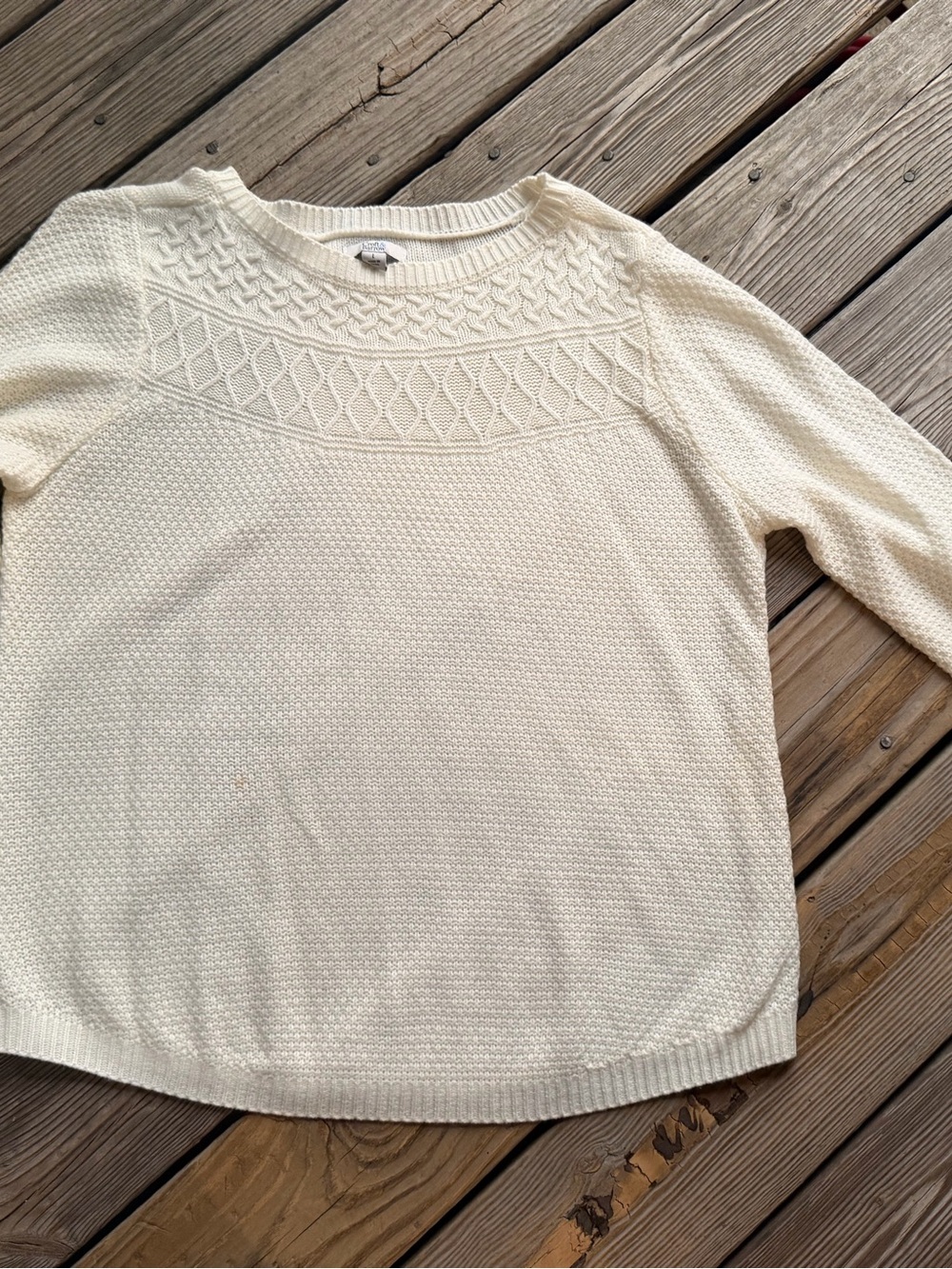 Croft & Barrow Cream Cable Knit Crewneck Sweater